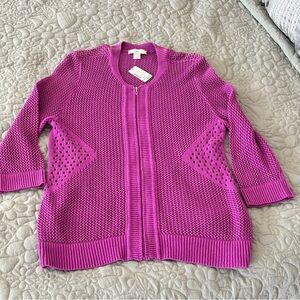 CJ Banks Women’s Sweater Purple SZ Large Zip Front